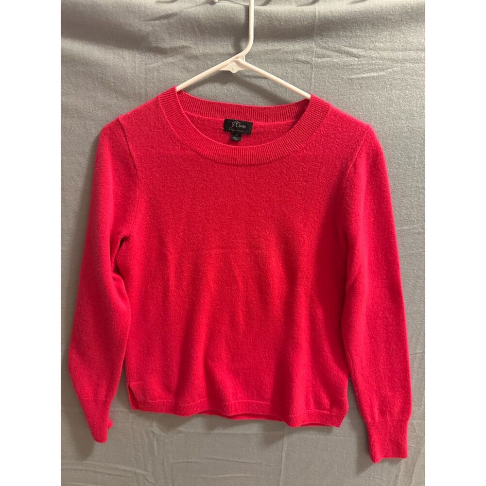 J.Crew 100% Cashmere Poppy Pink Raspberry Sweater Women’s Size Med